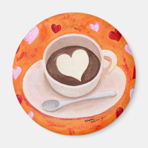 Kaffekopp med hjärtor magnet