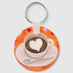 Kaffekopp med hjärtor nyckelring