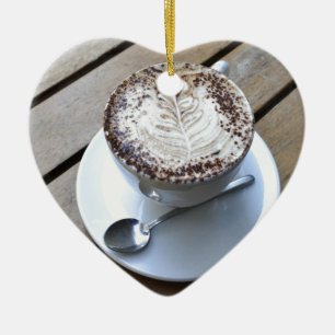 Kaffekopp med kräm julgransprydnad keramik