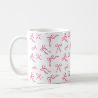 Kaffekopp med rosa band, keramisk tekopp, flirtig
