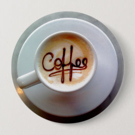 Kaffekopp och fat latte kaffe knapp