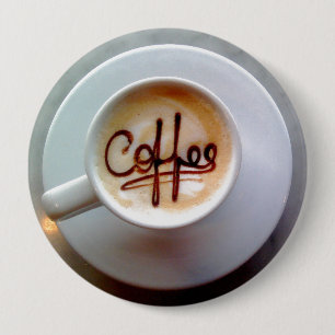 Kaffekopp och fat latte kaffe knapp