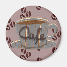 Kaffekopp och kaffebönor Magnet