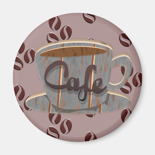 Kaffekopp och kaffebönor Magnet (Framsidan)