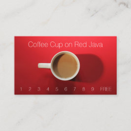 Kaffekopp på det röda bord visitkort