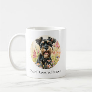 Kaffekopp – Schnauzer-mugg med fred och kärlek