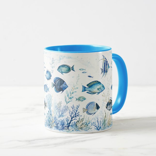 Kaffekoppar Blå fisk Kust (Framsida höger)