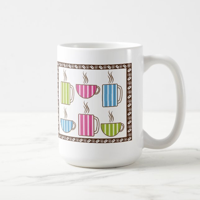 Kaffekoppar med randmönster (Höger)