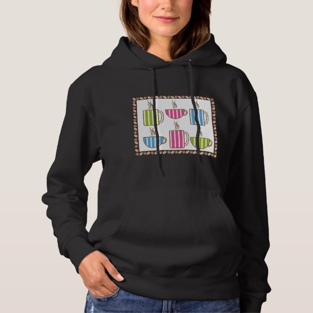 Kaffekoppar med randmönster t shirt (Framsida)