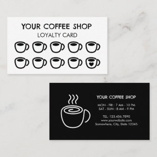 Kaffekoppar Svarta Moderna Kaffesalong Kundkort  Lojalitetskort