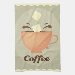 Kaffekoppillustration Kökshandduk