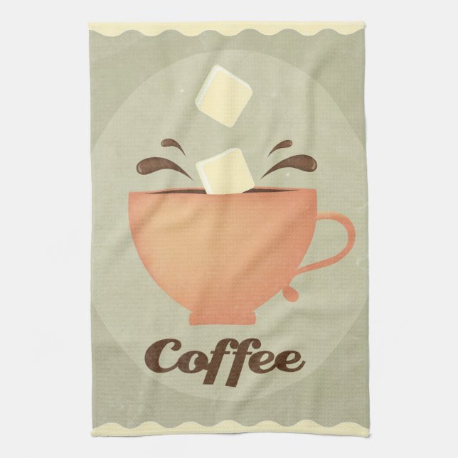 Kaffekoppillustration Kökshandduk (Vertikal)