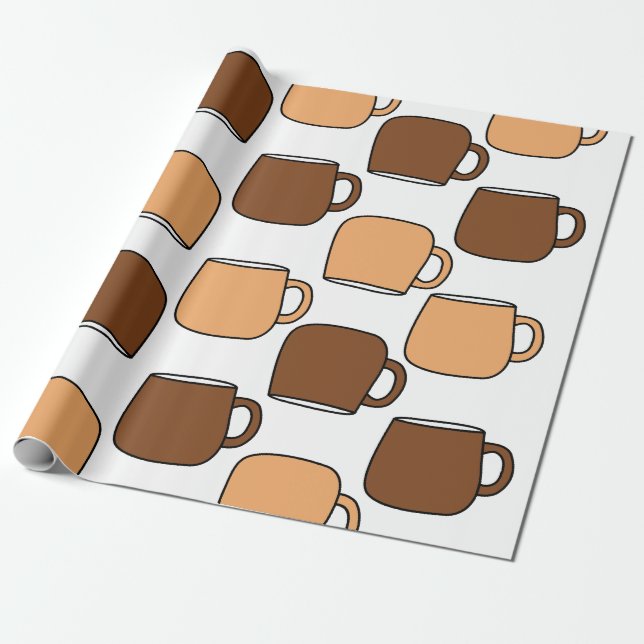Kaffekoppmönster Presentpapper (Utrullad)