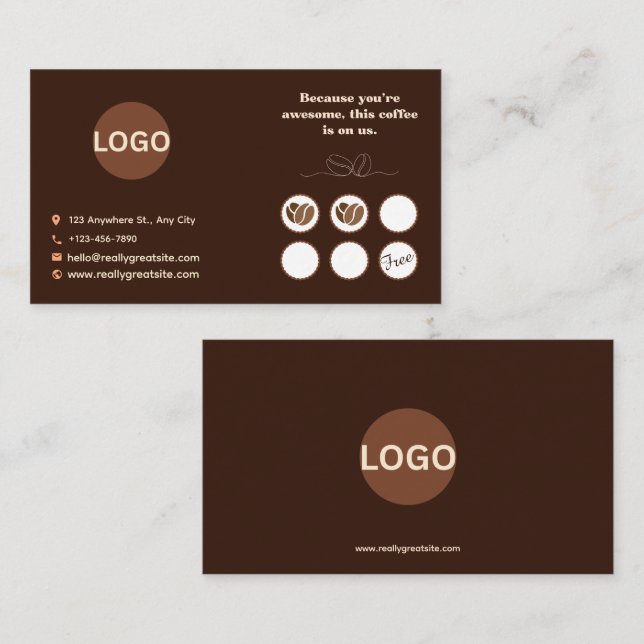 Kaffekort Brun Minimal Design Lojalitetskort (Fram/baksida)