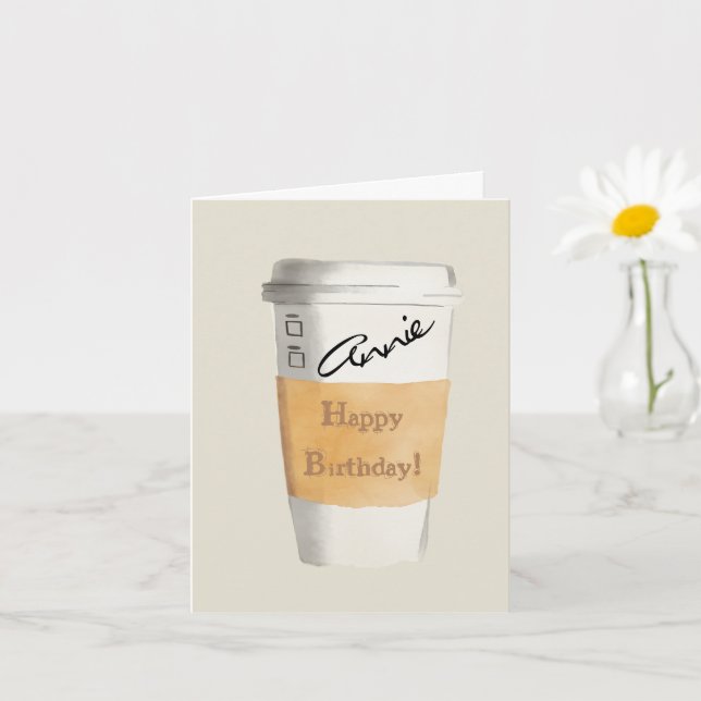 Kaffekort för personlig Grattis på födelsedagen Kort (Liten växt)