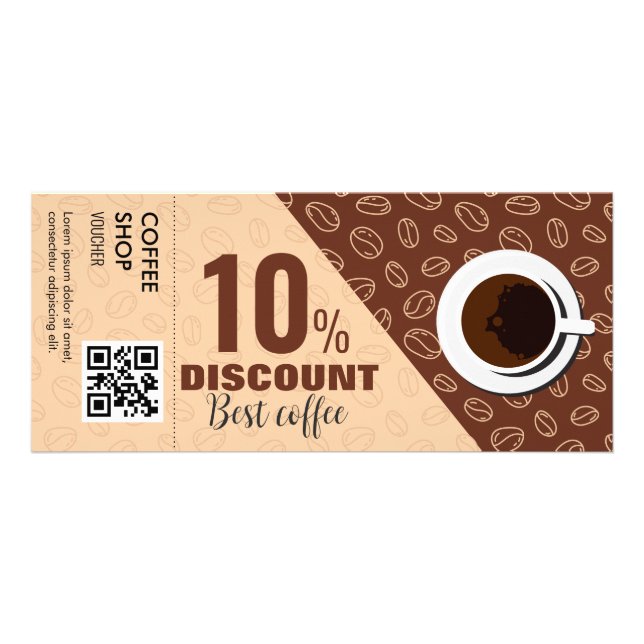 Kaffekortet Kopp med QR-kod för elegant Reklamkort (Framsidan)
