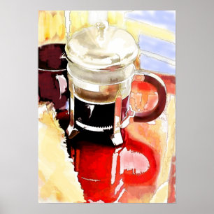 Kaffekruka på bord poster