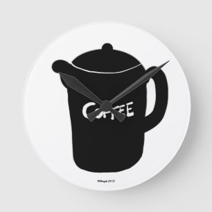 Kaffekrukaväggen tar tid på rund klocka