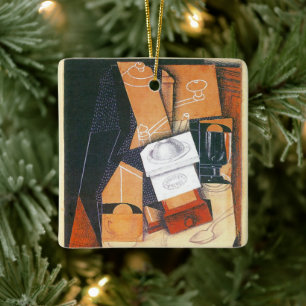 Kaffekvarn av Juan Gris, Vintage kubism konst Julgransprydnad Keramik
