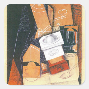 Kaffekvarn av Juan Gris, Vintage kubistisk konst Fyrkantigt Klistermärke