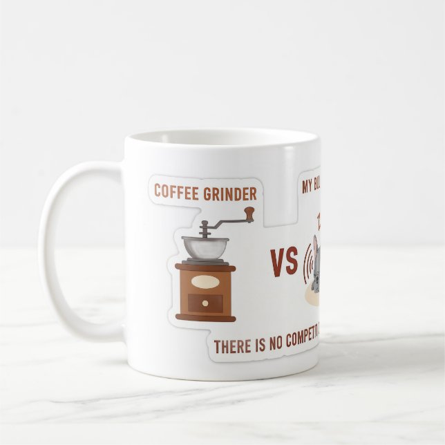 Kaffekvarn vs Min Frenchie Kaffemugg (Vänster)