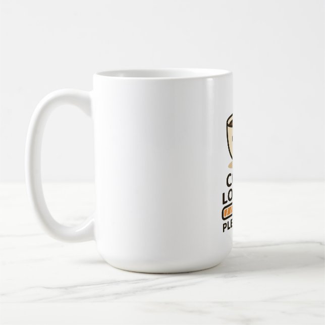 Kaffeladdning vänligen vänta - Roligt morgonkaffei Kaffemugg (Vänster)