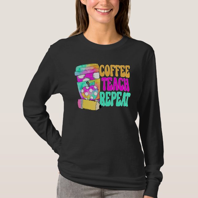 Kaffelär Repetera Retro Lärare Kaffelär Kaffe T Shirt (Framsida)