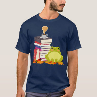 KaffeLoving Frog Reading Bokar Kaffe Älskare T Shirt