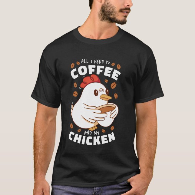 Kaffelskare med kyckling Söt design T Shirt (Framsida)