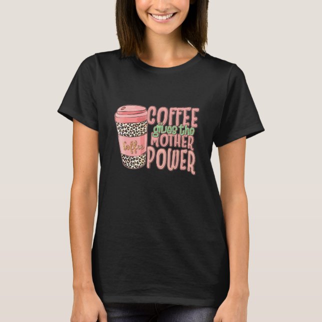 Kaffemamma Liv Leopard Mamma Kaffedag T Shirt (Framsida)