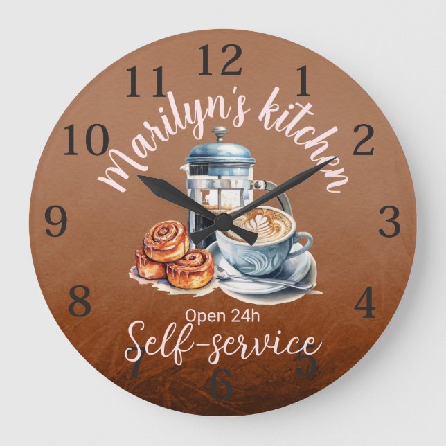 Kaffemannade vägglås stor klocka (Framsida)
