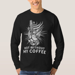 Kaffemonmorgon barista som dricker espresso biscui t shirt