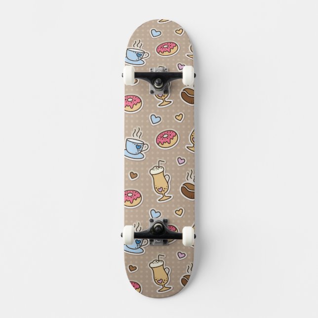 Kaffemönster Mini Skateboard Bräda 18,5 Cm (Framsida)