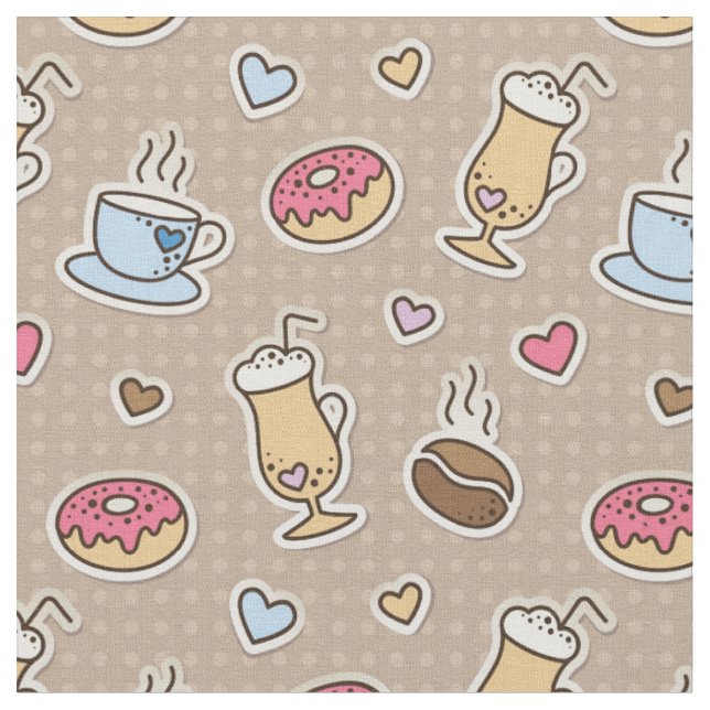 Kaffemönster Tyg (Närbild)