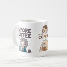 Kaffemood Vektor Art före Under Efter