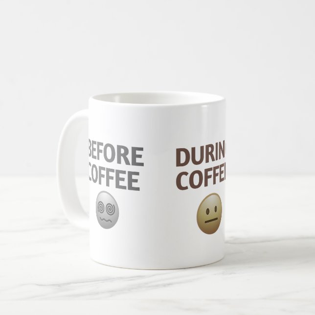 Kaffemood Vektor Art före Under Efter Kaffemugg (Framsida vänster)