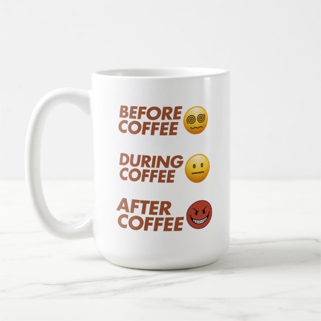 Kaffemood Vektor Art före Under Efter Kaffemugg (Vänster)