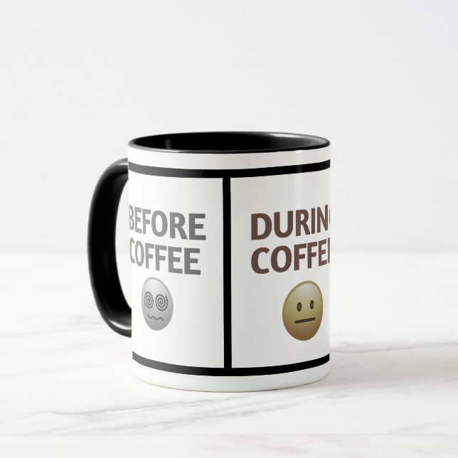 Kaffemood Vektor Art före Under Efter Mugg (Framsida vänster)