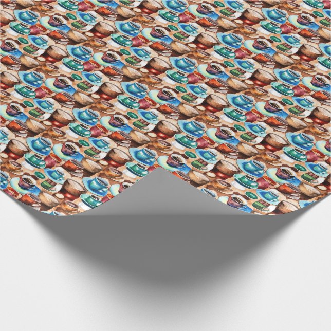 Kaffemorgonvattenfärg Mönster Presentpapper (Hörn)