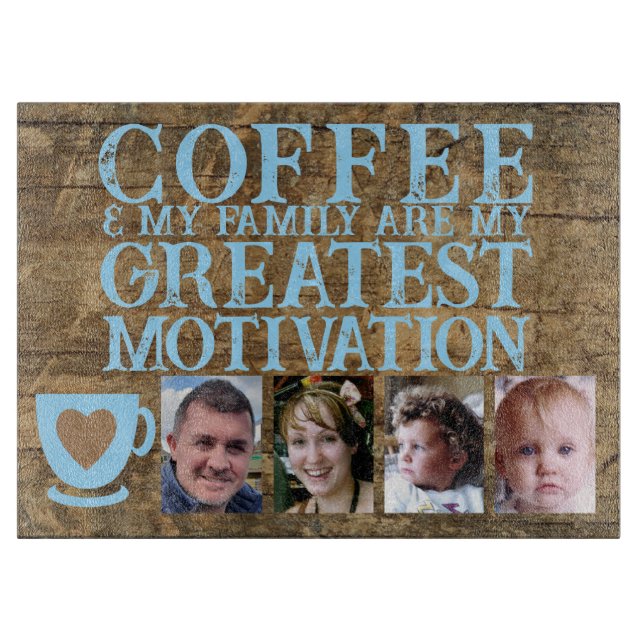 Kaffemotivation 4 fotobrun blått glas (Framsidan)