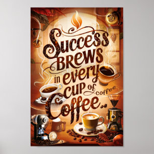 Kaffemotivationscitat för framgång och kreativitet poster