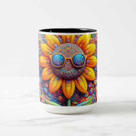 Kaffemug med solros som har en bra dag Två-Tonad mugg