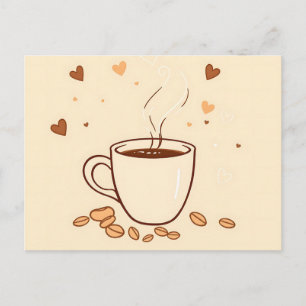 Kaffemug och ånga i Doodle-stil Vykort