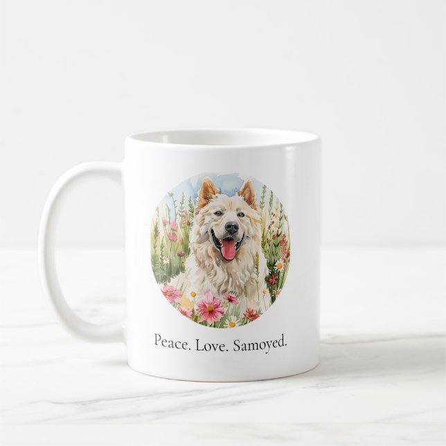 Kaffemugg – Fred kärlek Samoyed Vattenfärg Mugg (Vänster)