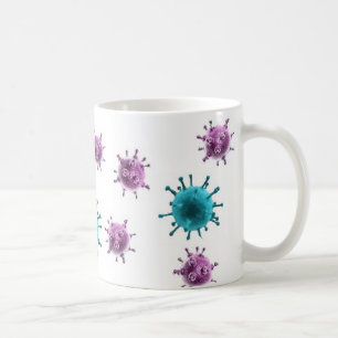 Kaffemugg - influensavirus (lila/blått på vit)