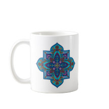 Kaffemugg, livfull lila och blå mandala