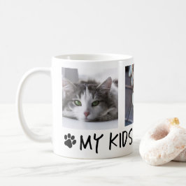 Kaffemugg med 3 bilder - Mina ungar har tass
