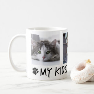 Kaffemugg med 3 bilder - Mina ungar har tass