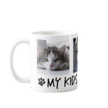 Kaffemugg med 3 bilder - Mina ungar har tass