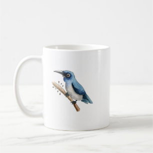 Kaffemugg med blå fågel på gren